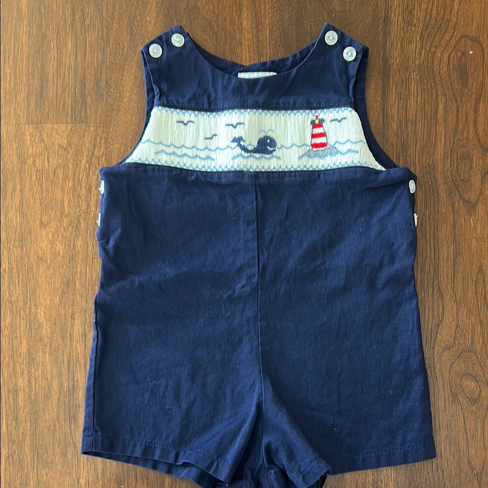 Navy Blue Nautical Baby Romper